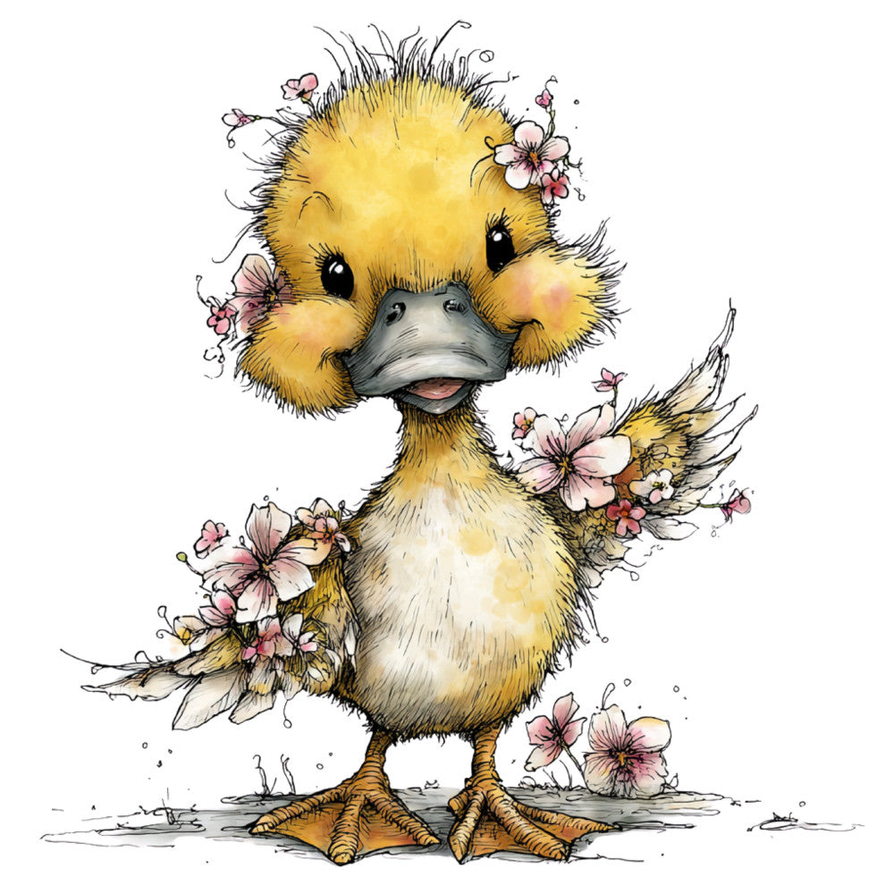 Whimsical Spring Duck Fabric Panel 12