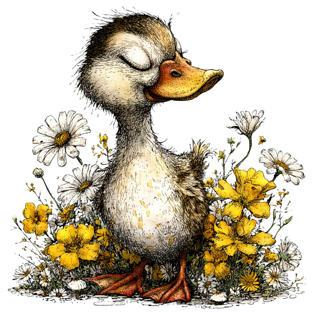 Whimsical Spring Duck Fabric Panel 13
