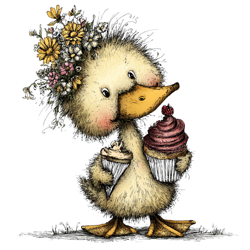 Whimsical Spring Duck Fabric Panel 14