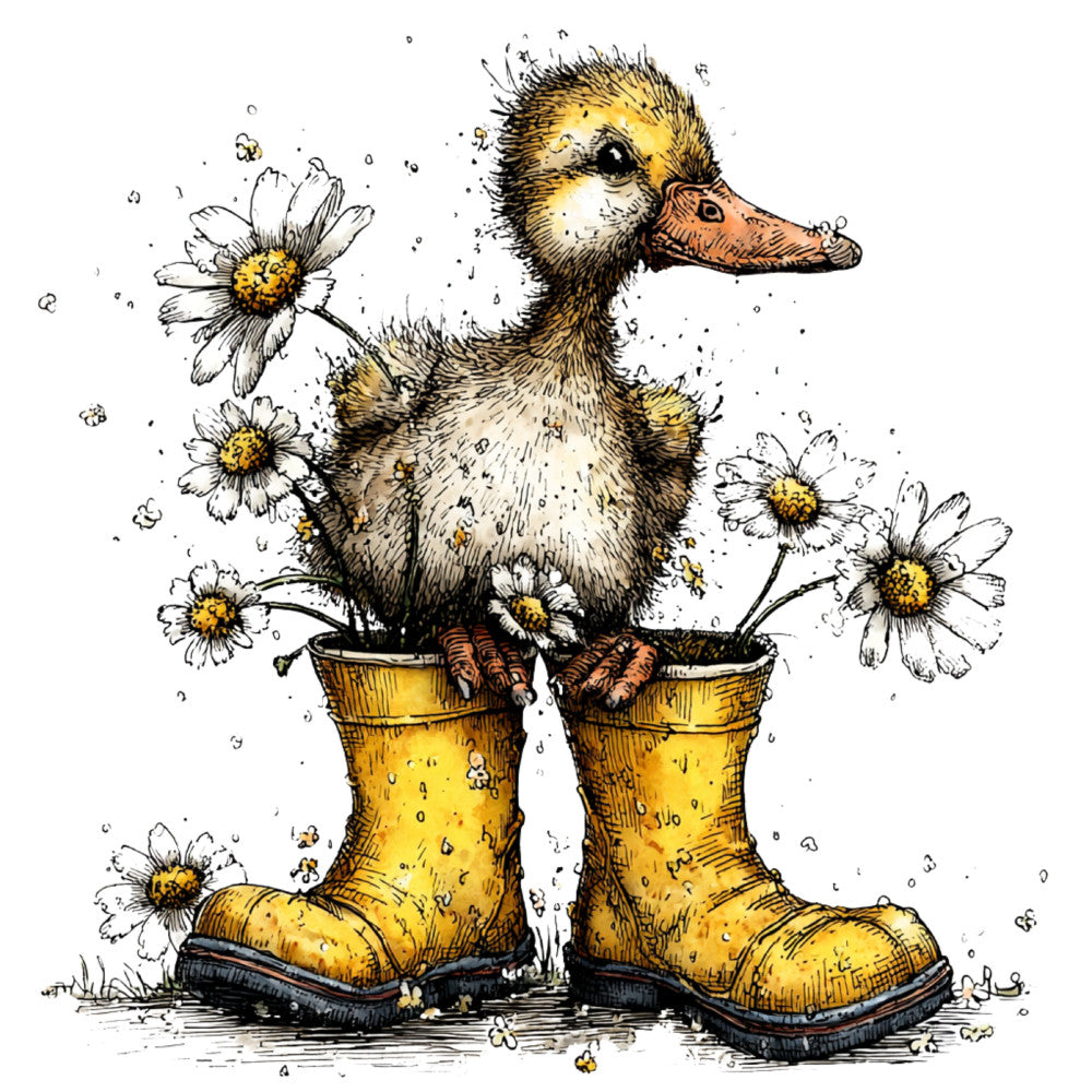 Whimsical Spring Duck Fabric Panel 3