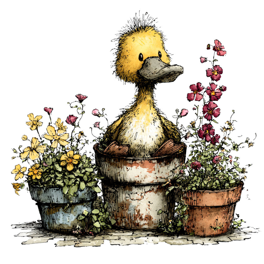 Whimsical Spring Duck Fabric Panel 8