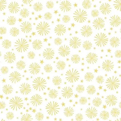 White And Gold Sparklers Cotton 43"/44" Fabric Per Yard EE Schenck Co