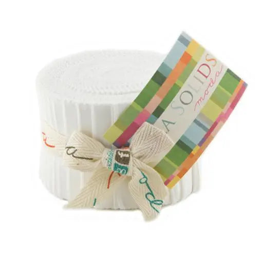 White Bella Solids Junior Jelly Roll Precuts - Linda's Electric Quilters