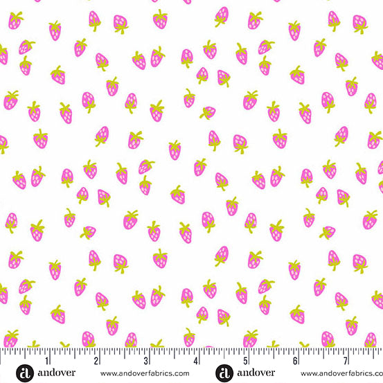 White Berry Sweet Color Pop Playground Cotton 44"/45" Fabric Per Yard