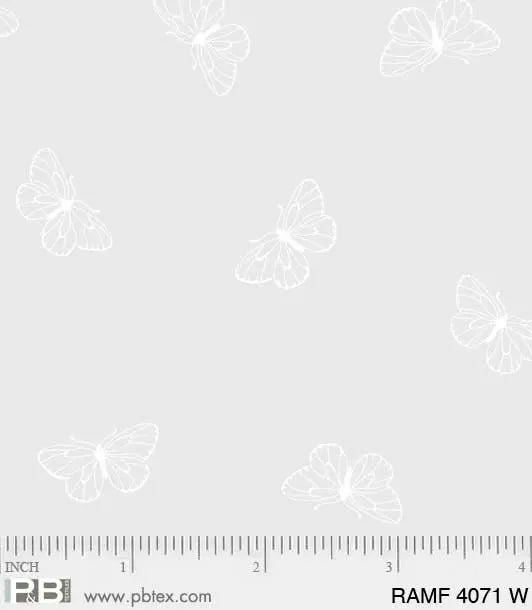 White Butterflies Ramblings Fun 44"/45" Fabric Per Yard - Linda's Electric Quilters