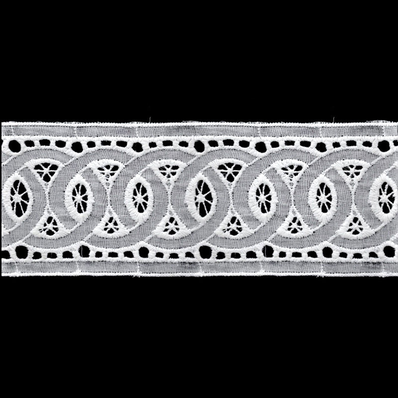 White Circle Chain Eyelet Lace Trim, 2 5/8-in X 5 Yards – Eyelet Ribbon for Sewing, Crafts & Garments