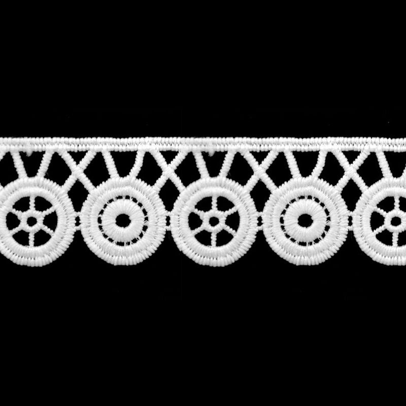 White Circular Eyelet Lace Trim, 1 1/4-inch X 5 Yards – Geometric Scalloped Embroidered Lace Edging by the Yard for Sewing & Bridal