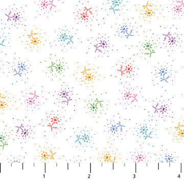 White Ditsy Daisy Pocket Posies Cotton 44"/45" Fabric Per Yard
