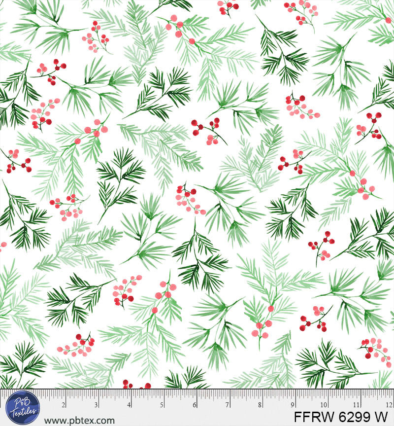 White First Frost Pine Spring 108 inch Cotton Fabric P&B Textiles