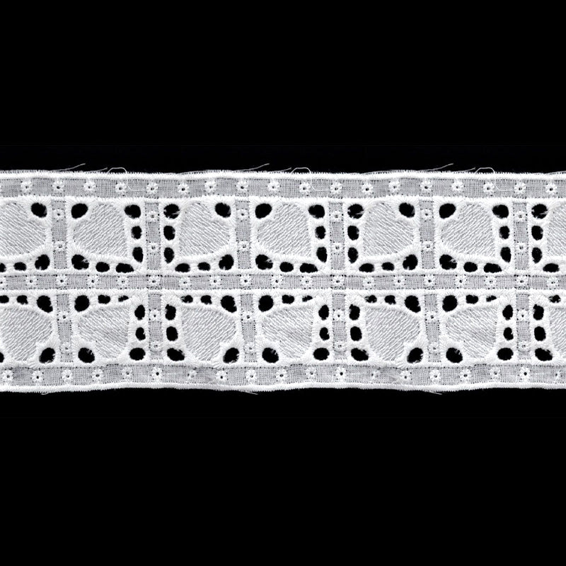 White Floral Heart Eyelet Lace Trim, 2 3/8-in X 5 Yards – Lace Ribbon for Sewing, Crafts & Garments – 5 Yard Roll