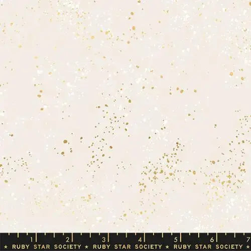 White Gold Speckled Metallic Cotton Wideback Fabric per yard