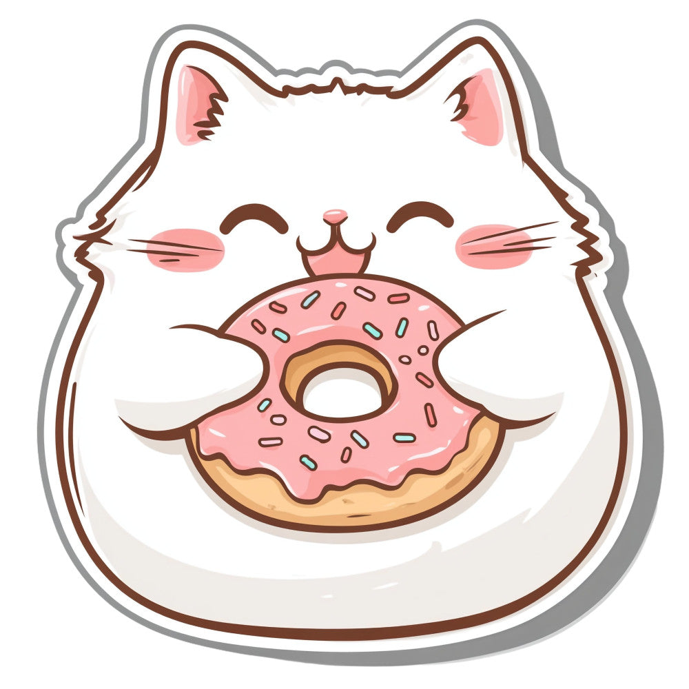 White Kawaii Cat Fabric Panel 19
