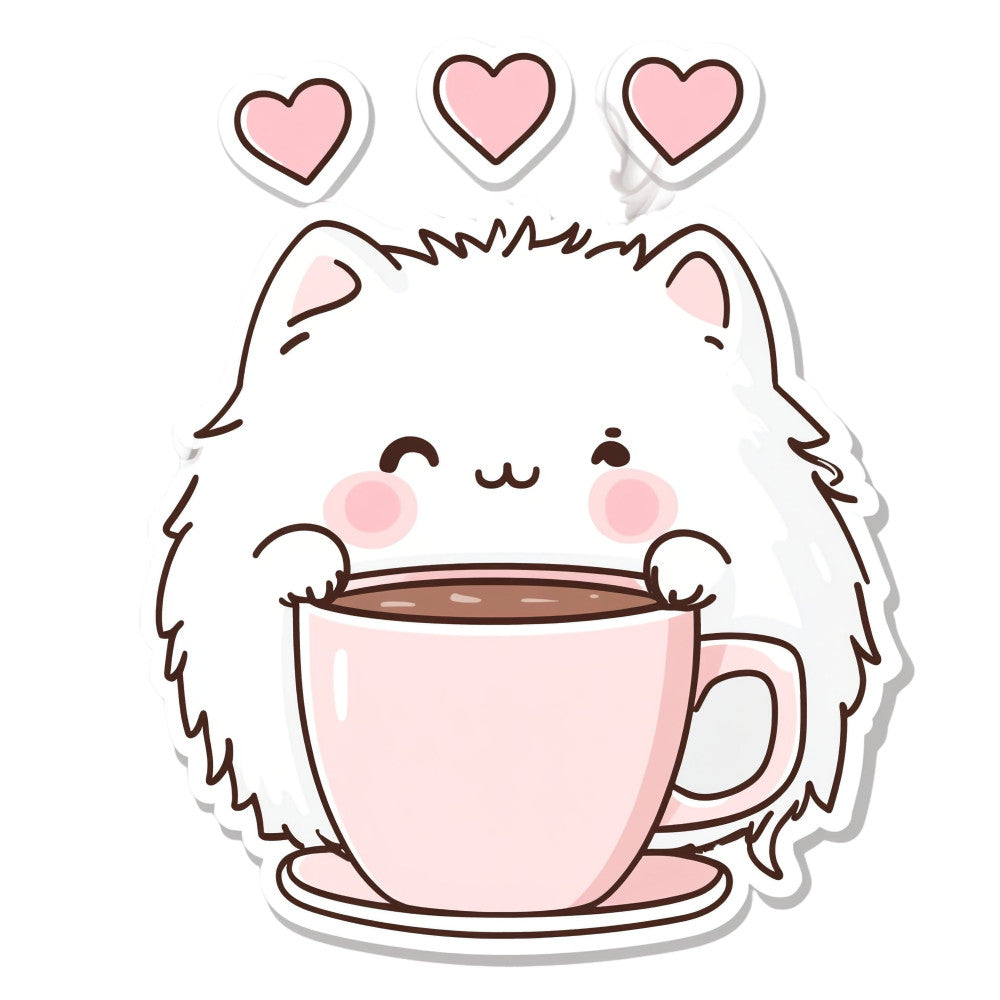 White Kawaii Cat Fabric Panel 20