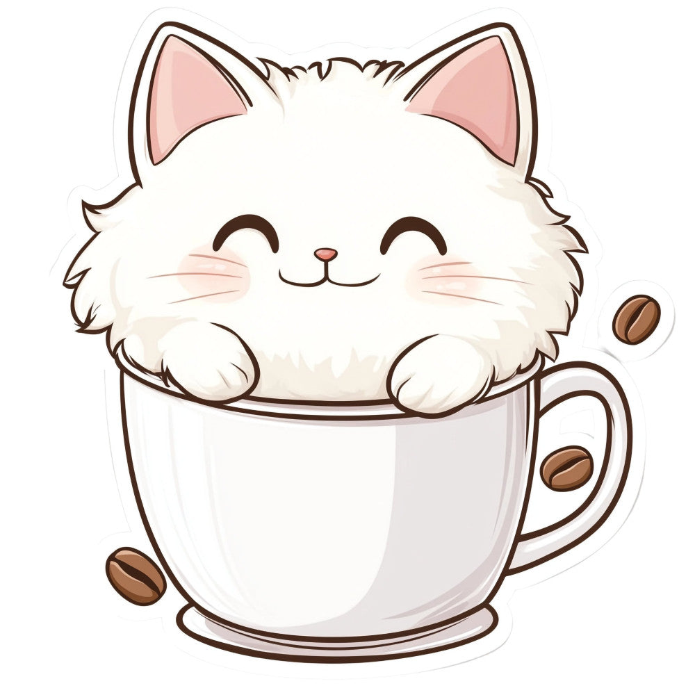 White Kawaii Cat Fabric Panel 7