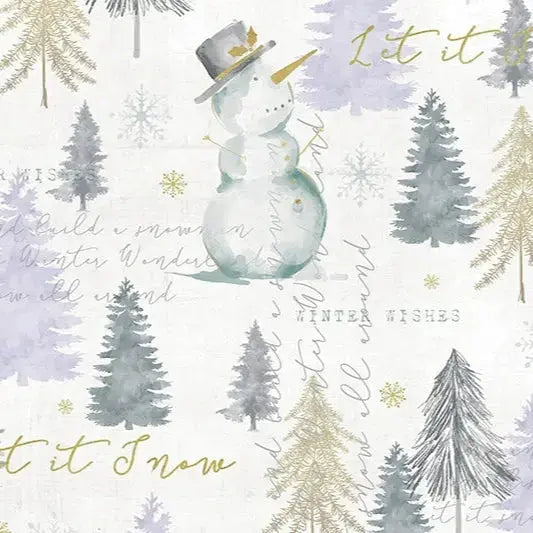 White Let It Snow Digital Cuddle Fabric per yard Shannon Fabrics