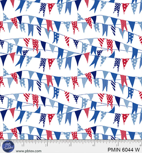 White Patriotic Minis PMIN-6044-W Cotton 44/45 Fabric Per Yard