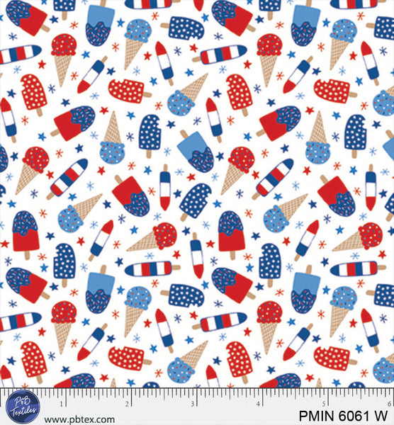 White Patriotic Minis PMIN-6061-W Cotton 44/45 Fabric Per Yard