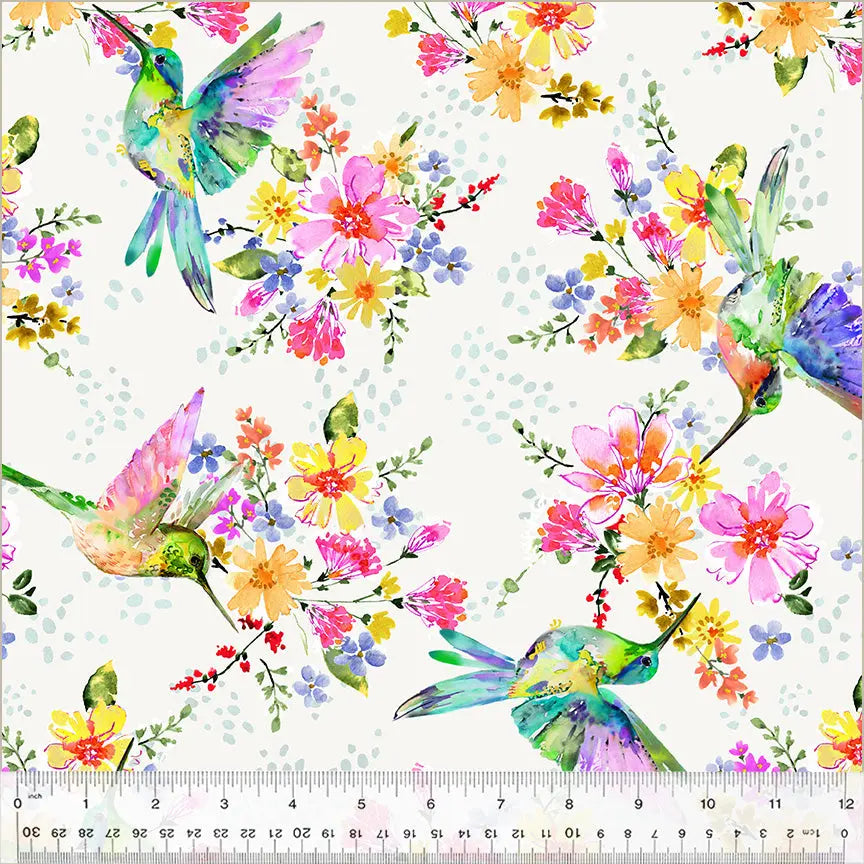 White Pretty Pollinators Ivory Wideback Cotton Fabric Per Yard - Linda's Electric Quilters