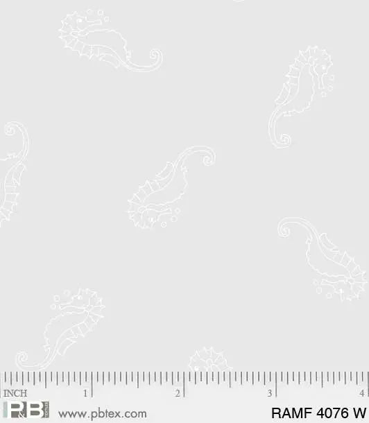 White Seahorses Ramblings Fun 44"/45" Fabric Per Yard - Linda's Electric Quilters
