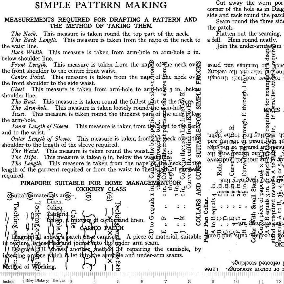 White Sew Text Cotton Wideback Fabric per yard - Linda's Electric Quilters