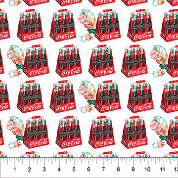 White Soda Pack Coca-Cola Cotton 44"/45" Fabric Per Yard