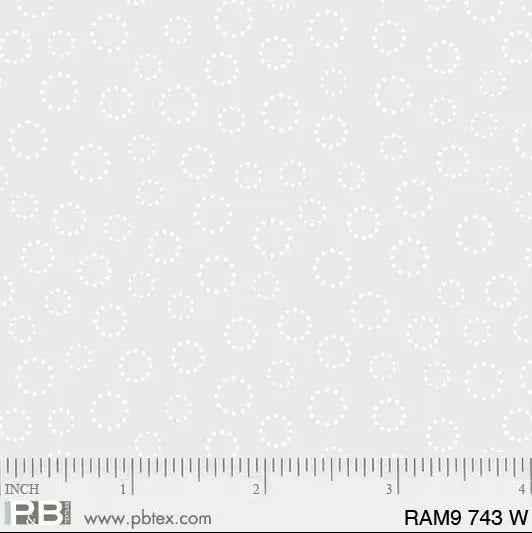 White on White Circles Ramblings Nine 44"/45" Fabric Per Yard - Linda's Electric Quilters