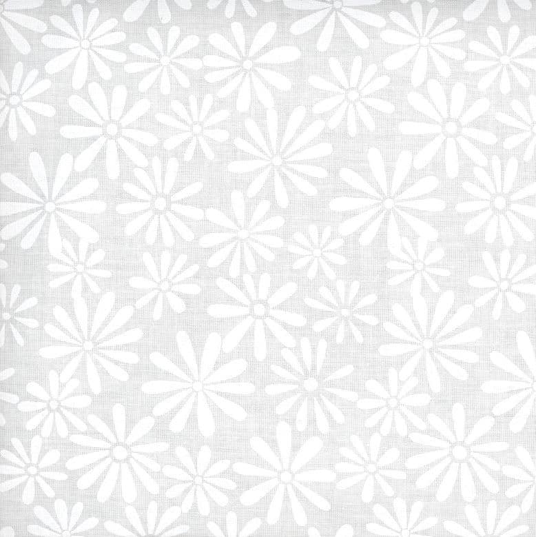 White on White Flower Power 45" Wide Cotton Fabric Per Yard
