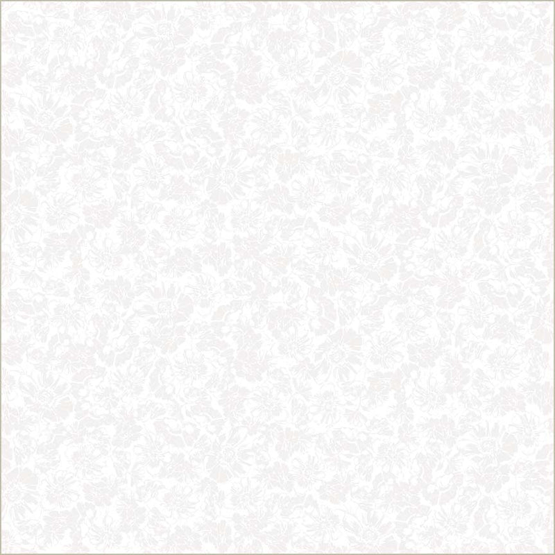 White on White Verona Allegra Blooms Cotton 44”/45” Fabric Per Yard