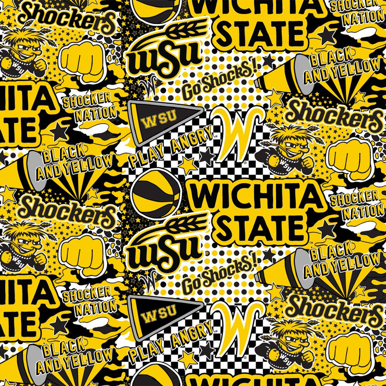 Sykel Wichita State Shockers pop art licensed collegiate cotton by the yard