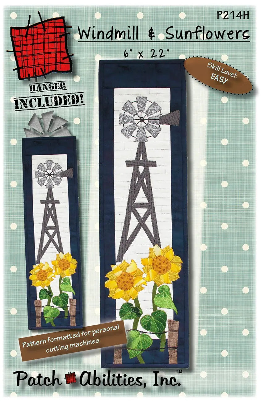 Windmill and Sunflowers Pattern With Hanger - Linda's Electric Quilters