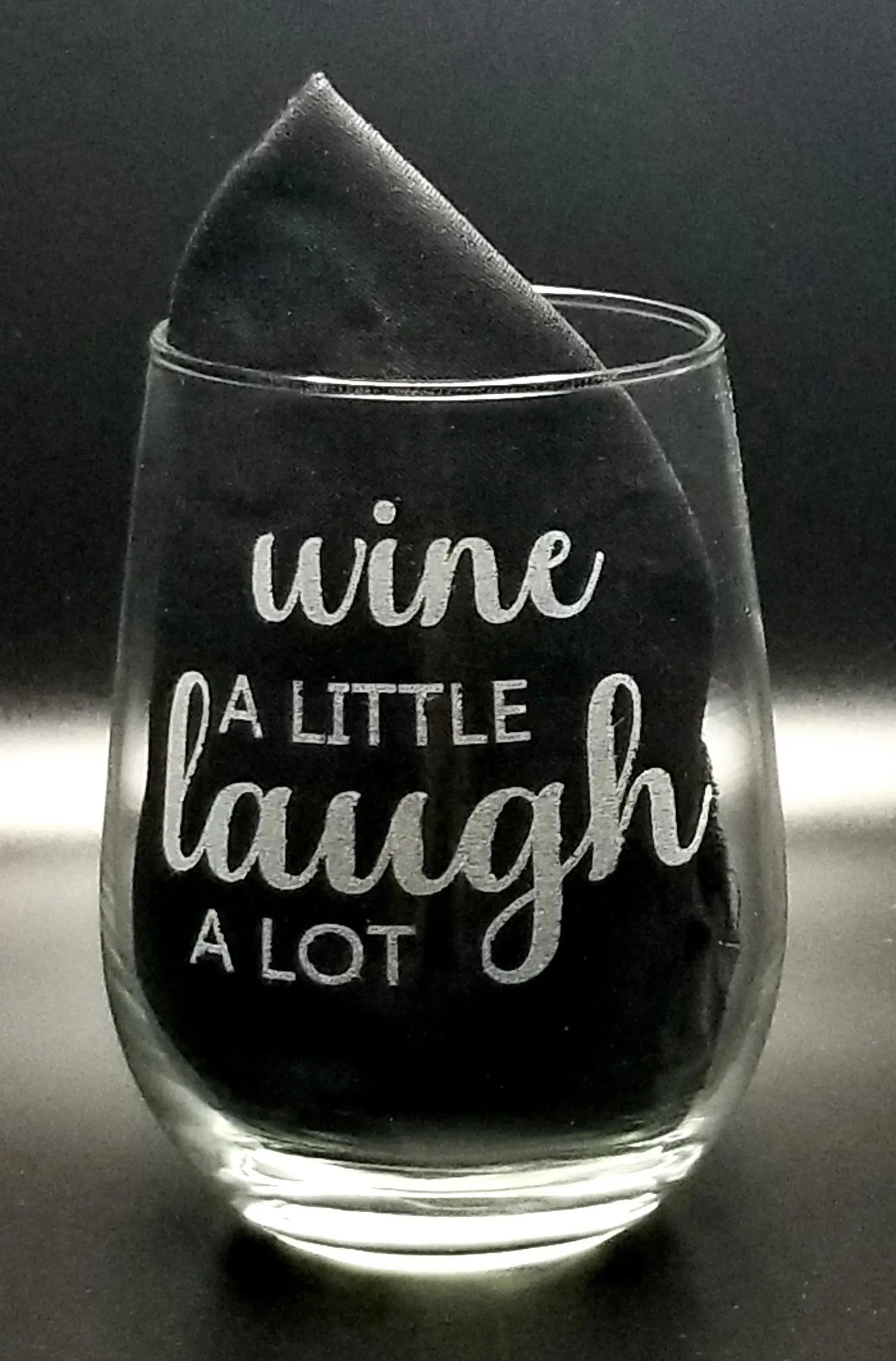 Wine A Little, Laugh A Lot Stemless Wine Glass - Linda's Electric Quilters