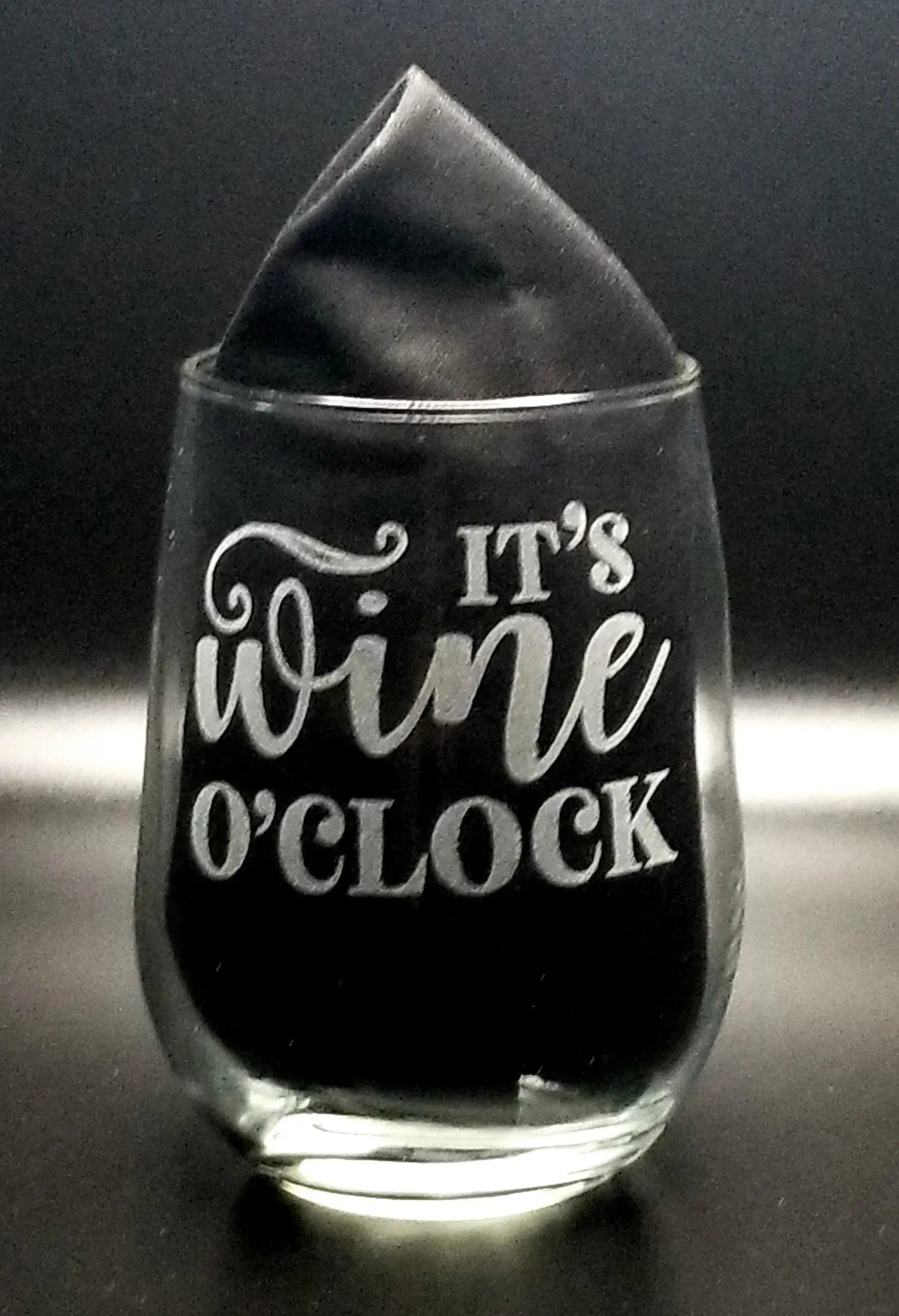 Wine O' Clock Stemless Wine Glass - Linda's Electric Quilters