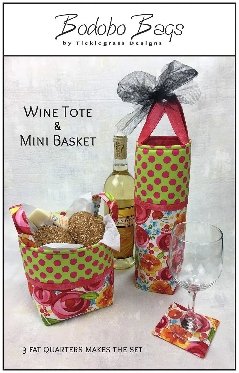 Wine Tote & Mini Basket - Linda's Electric Quilters