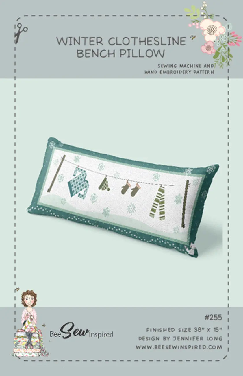 Winter Clothesline Bench Pillow Sewing Version - Linda's Electric Quilters