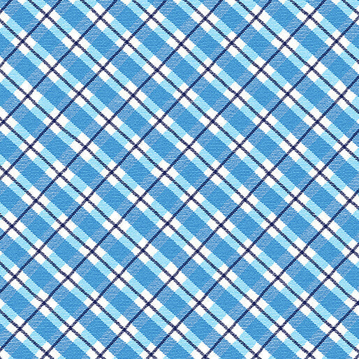 Winter Farm House Plaid Country Plaid quilting fabric in white and blue by Benartex, plaid print on cotton, sold by the yard