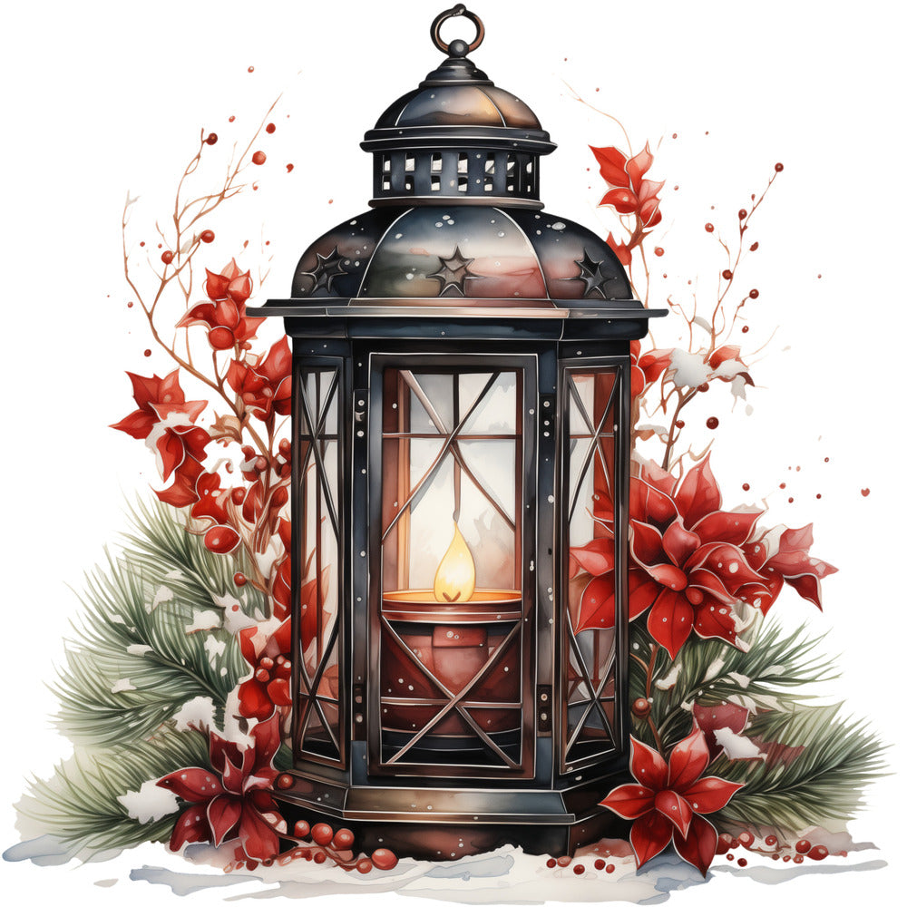 Winter Lantern 10 Fabric Panel