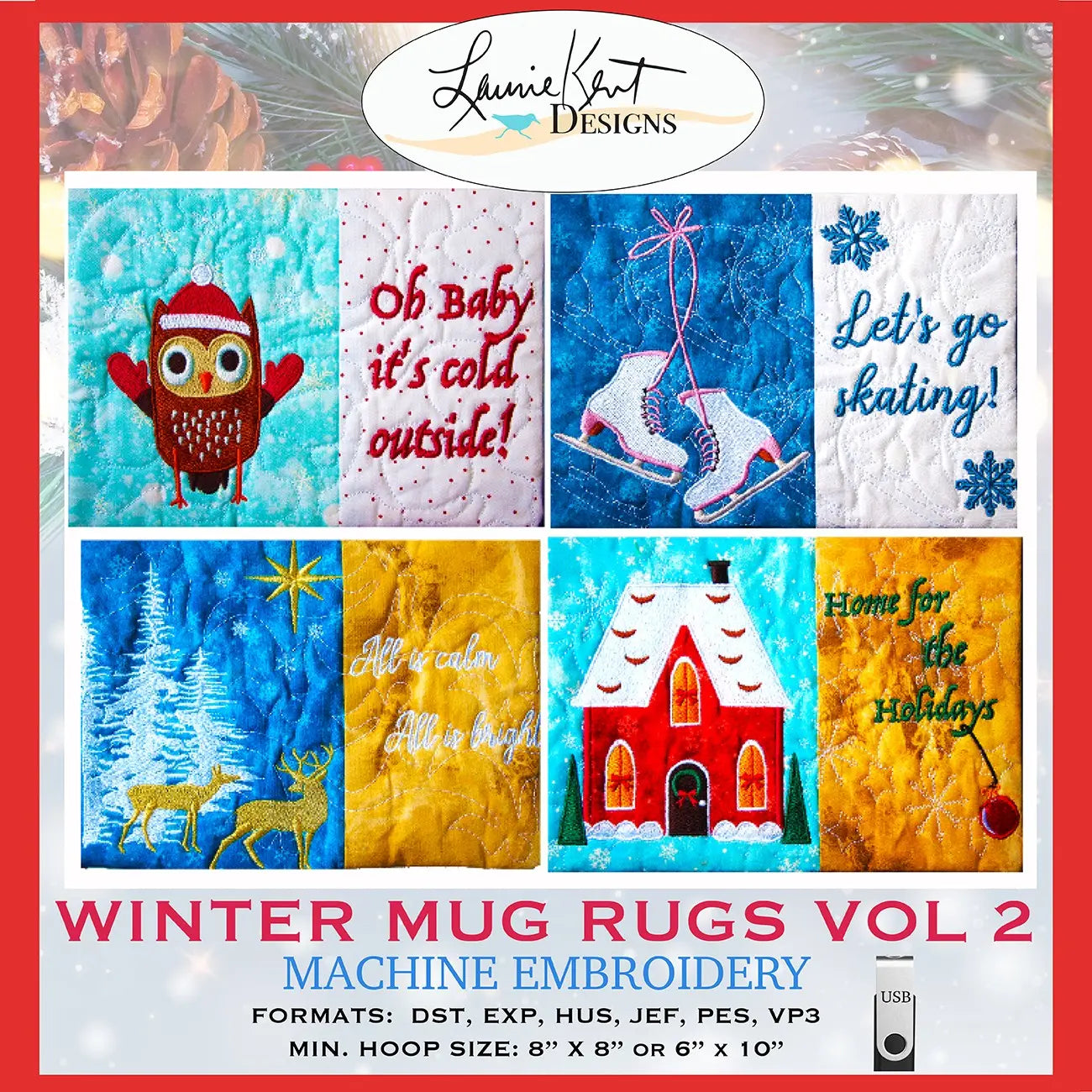 Winter Mug Rug Vol II Embroidery USB - Linda's Electric Quilters