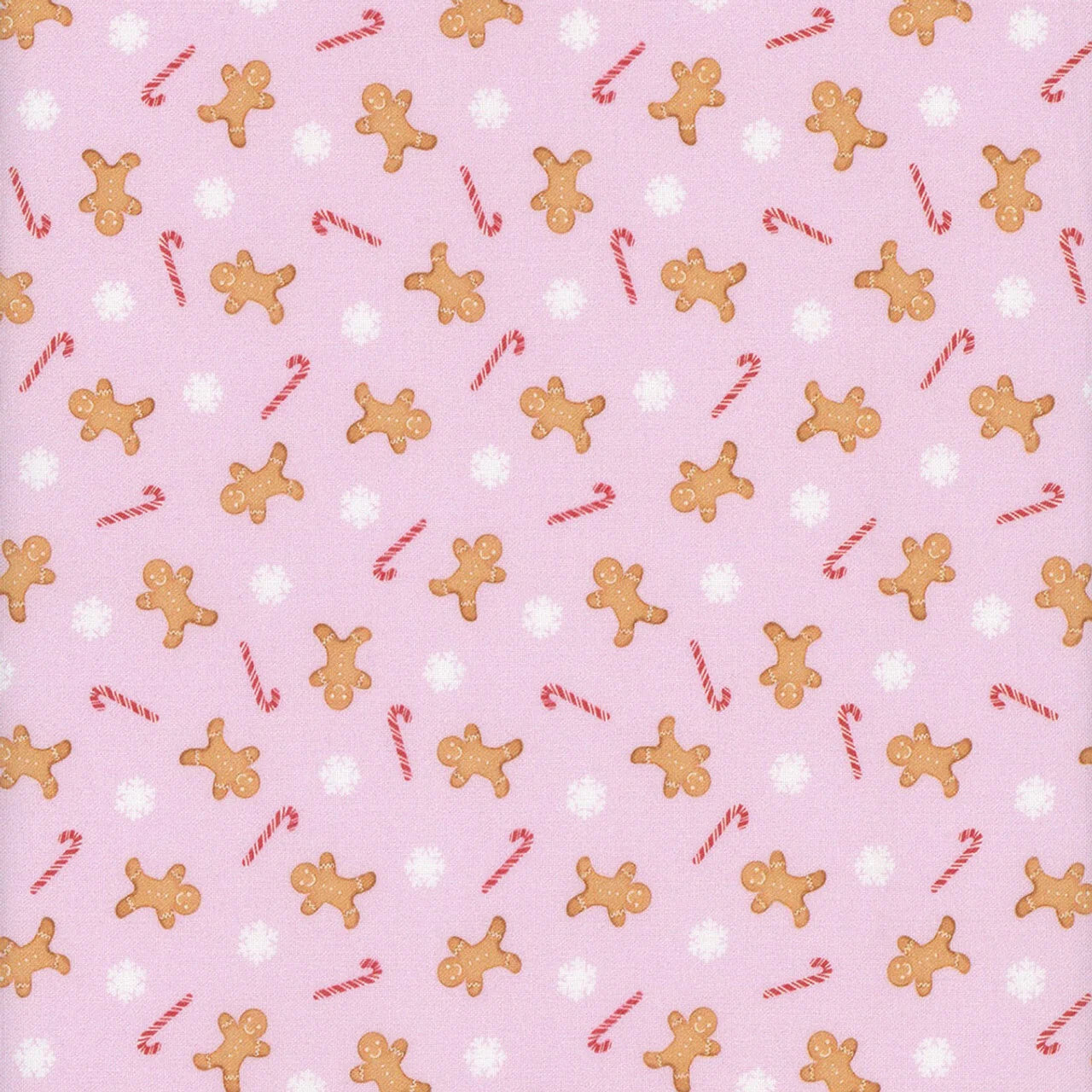 Gingerbread Dreams Pink Cotton 44"/45" Fabric Per Yard