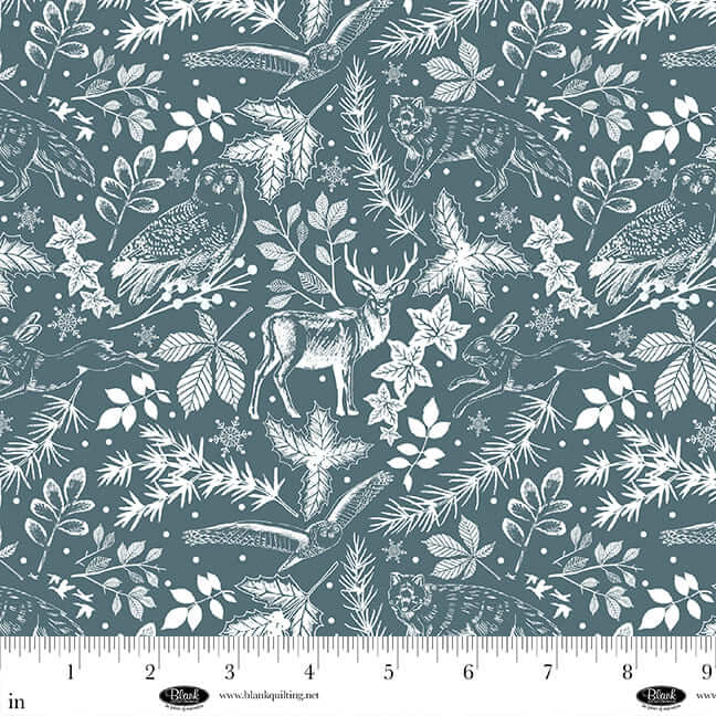 Winter Whispers - Winter Silhouettes - Teal 44" / 45" Fabric Per Yard