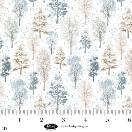 Winter Whispers - Winter Trees - White 44" / 45" Fabric Per Yard