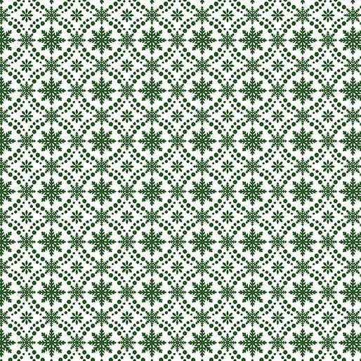 Winter at the Farm - Snowflake Medallion - Evergreen 44" / 45" Fabric Per Yard The Fabric Company