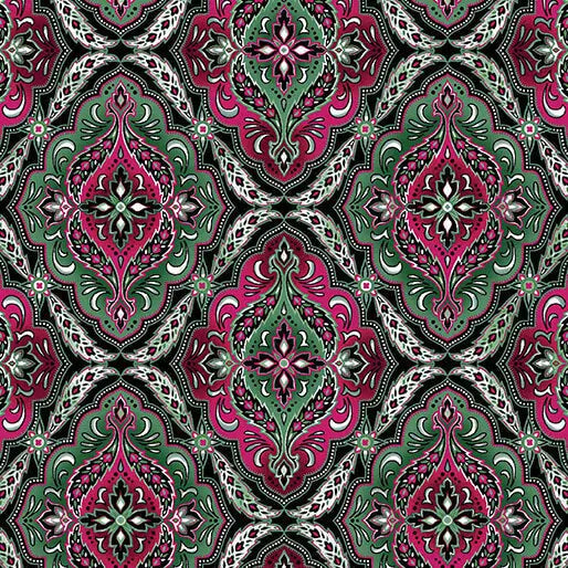 Winterberry Floral - Medallion - Green 44" / 45" Fabric Per Yard The Fabric Company