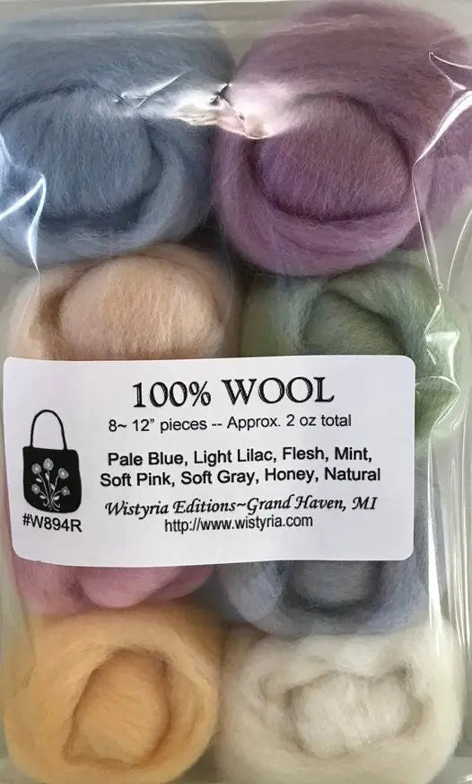 Wistyria Editions Wool Roving Assortment Soft Pastels - Linda's Electric Quilters