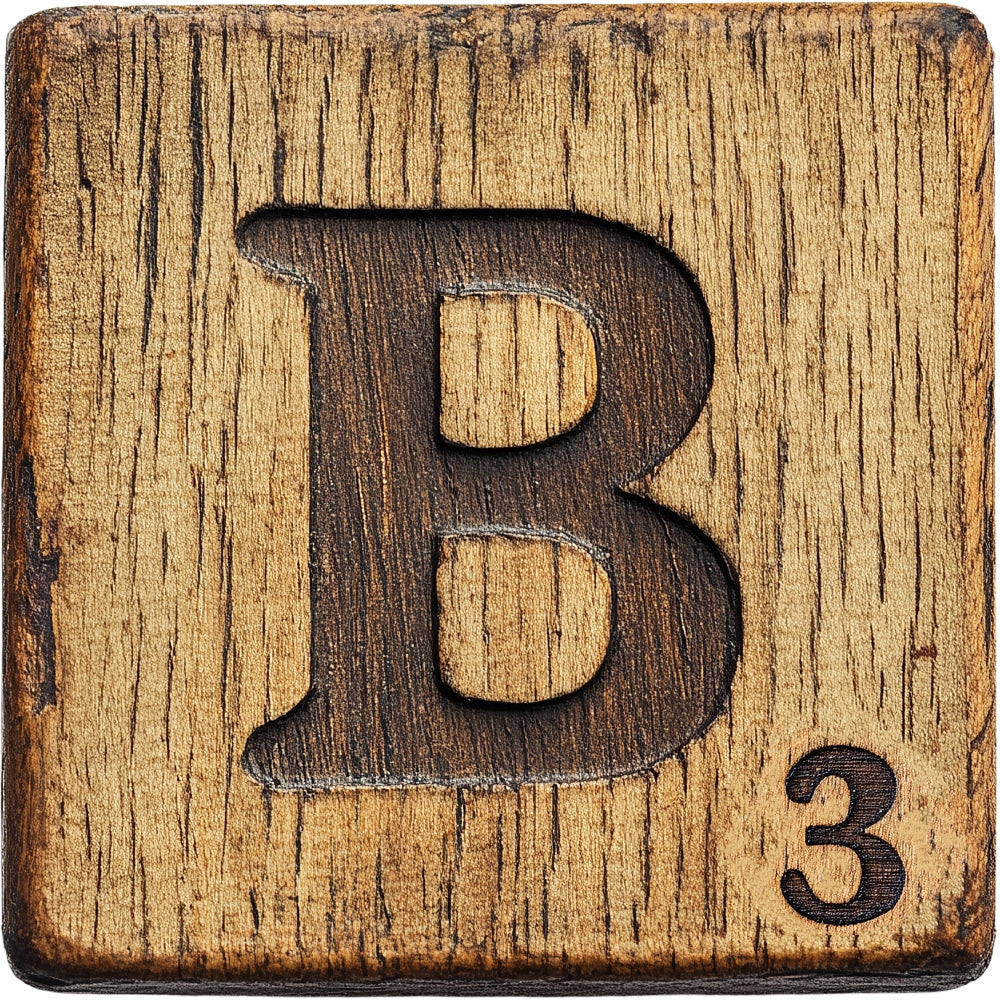 Wood Letter B Blocks Fabric Panel QuiltingFabricPanels