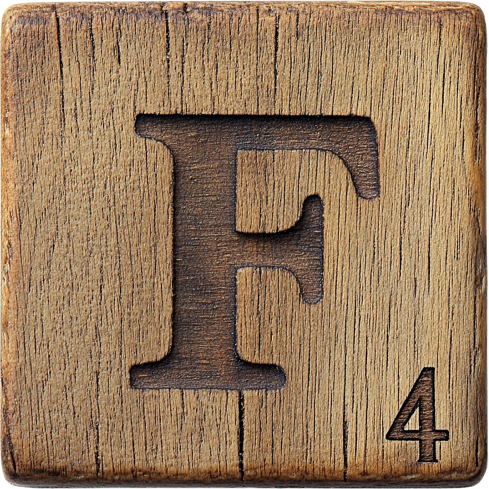 Wood Letter F Blocks Fabric Panel QuiltingFabricPanels