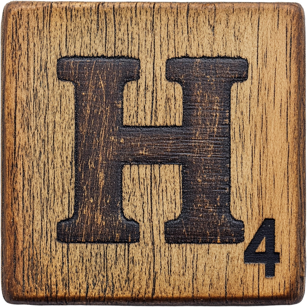 Wood Letter H Blocks Fabric Panel QuiltingFabricPanels
