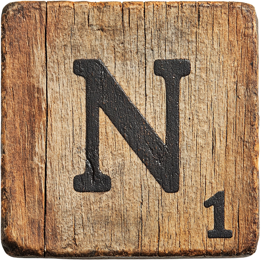 Wood Letter N Blocks Fabric Panel QuiltingFabricPanels