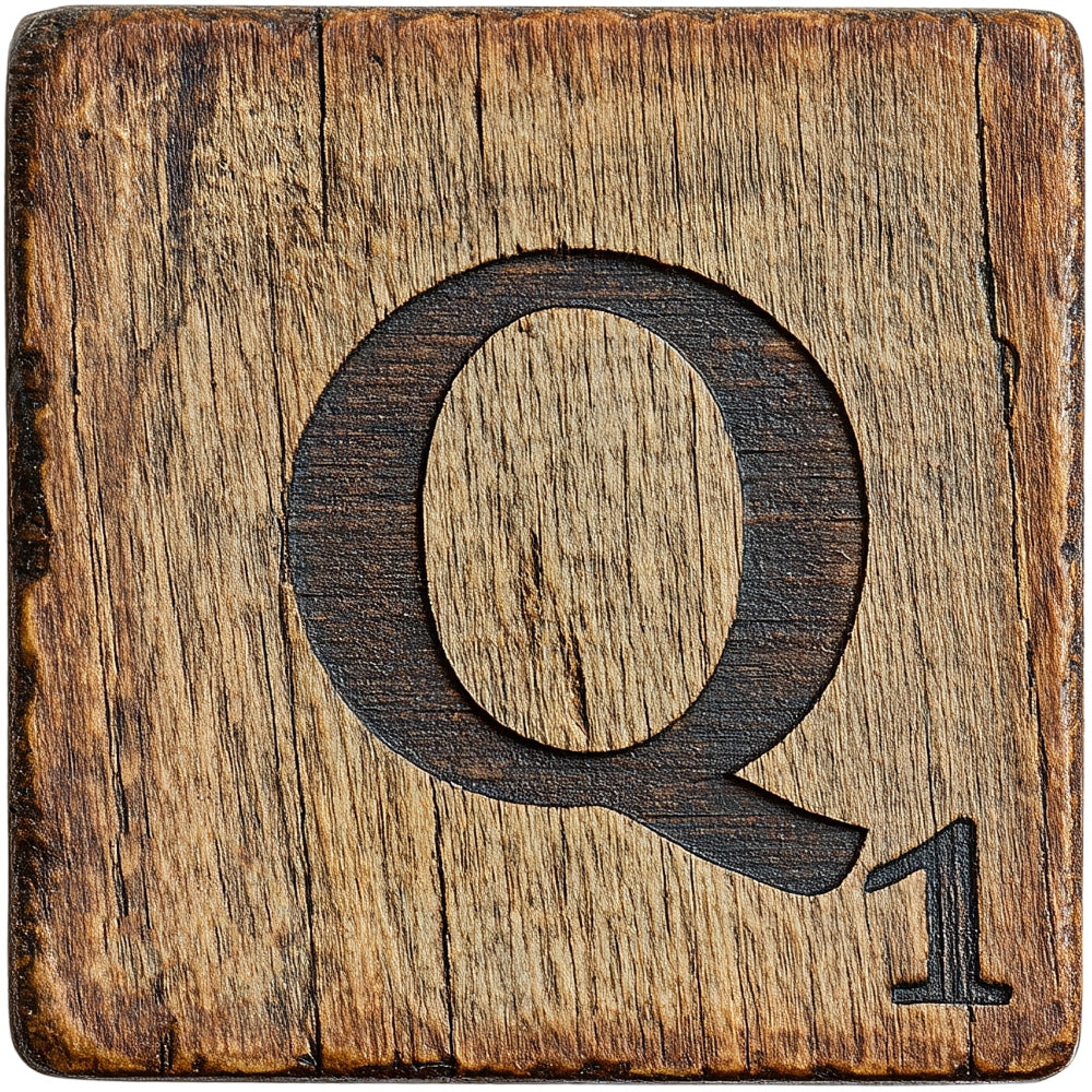 Wood Letter Q Blocks Fabric Panel QuiltingFabricPanels