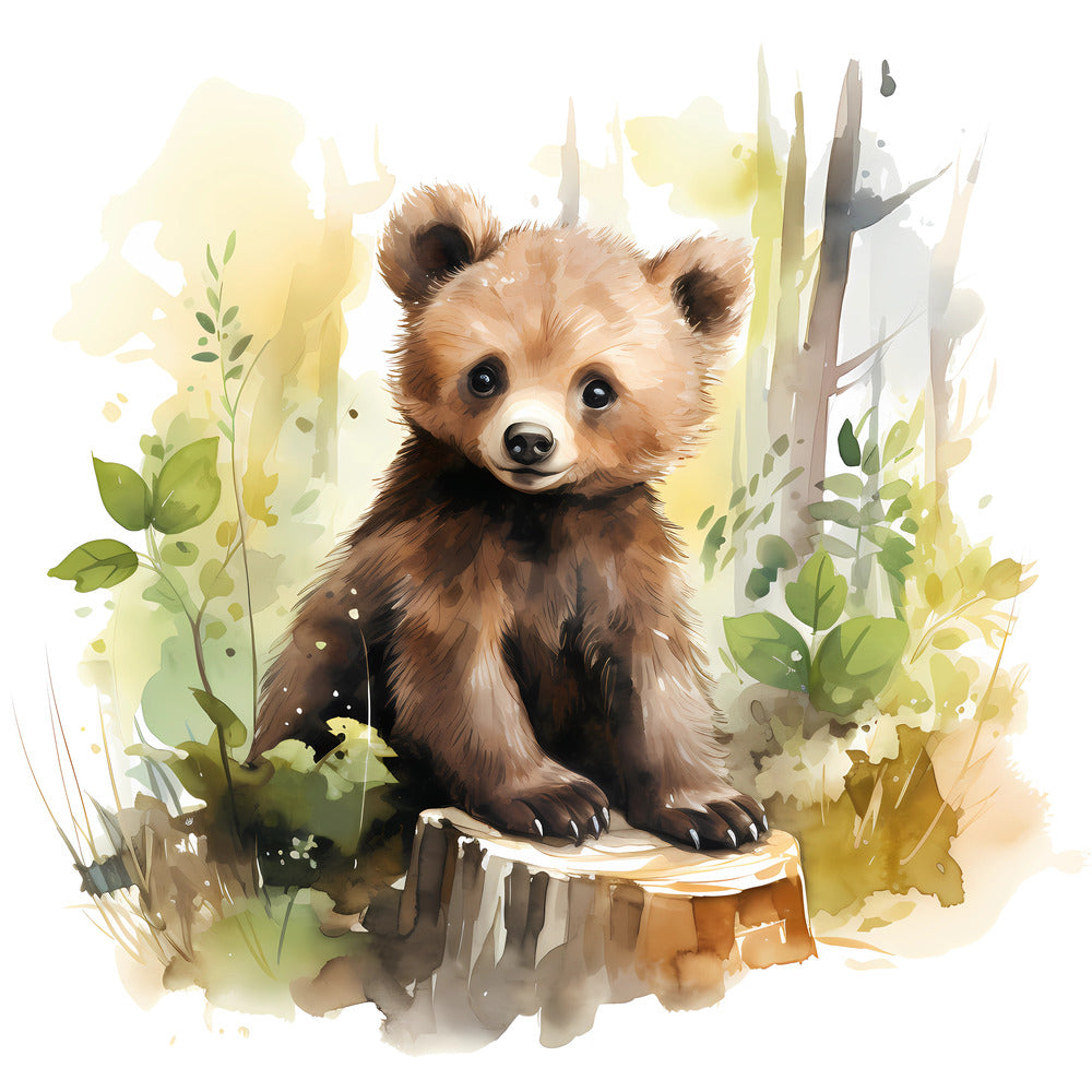 Woodland Baby Bear 2 Fabric Panel