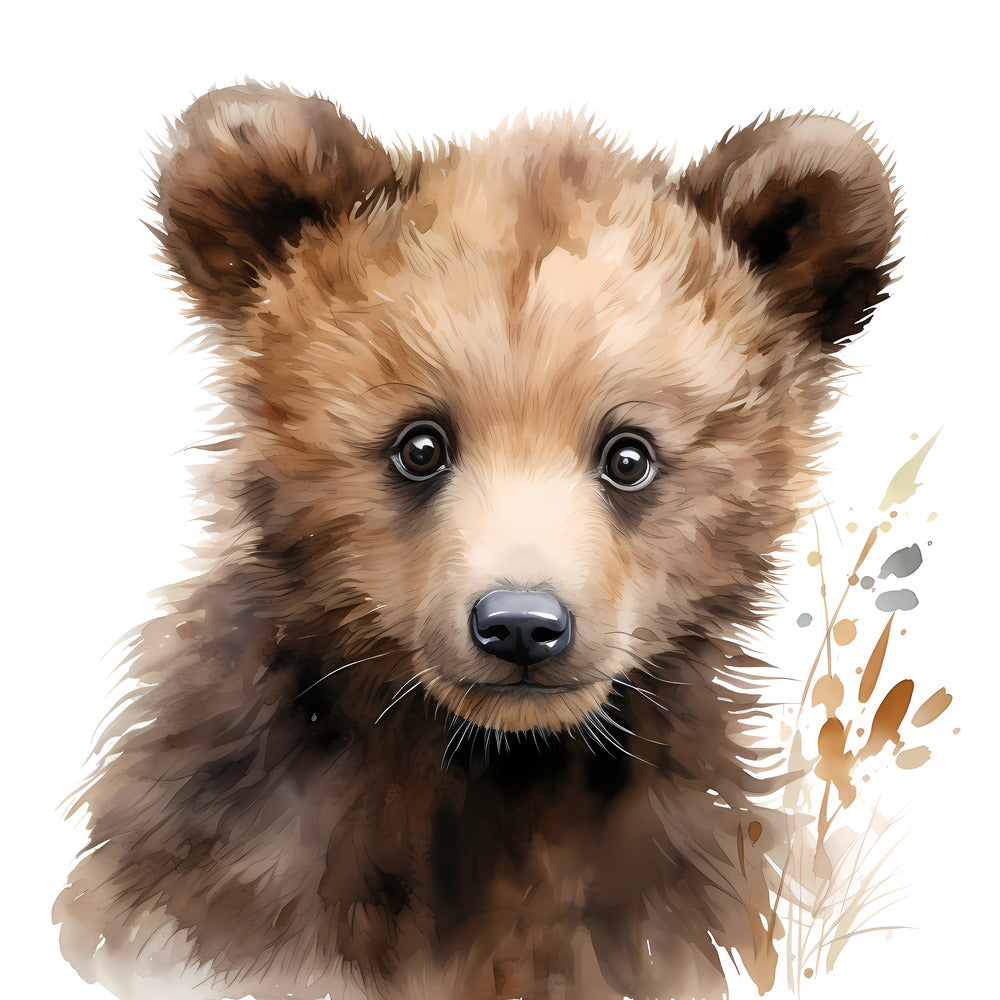Woodland Baby Bear 5 Fabric Panel